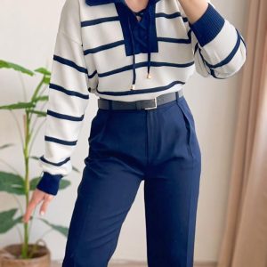 Annelere Kazak Lacivert Çizgili